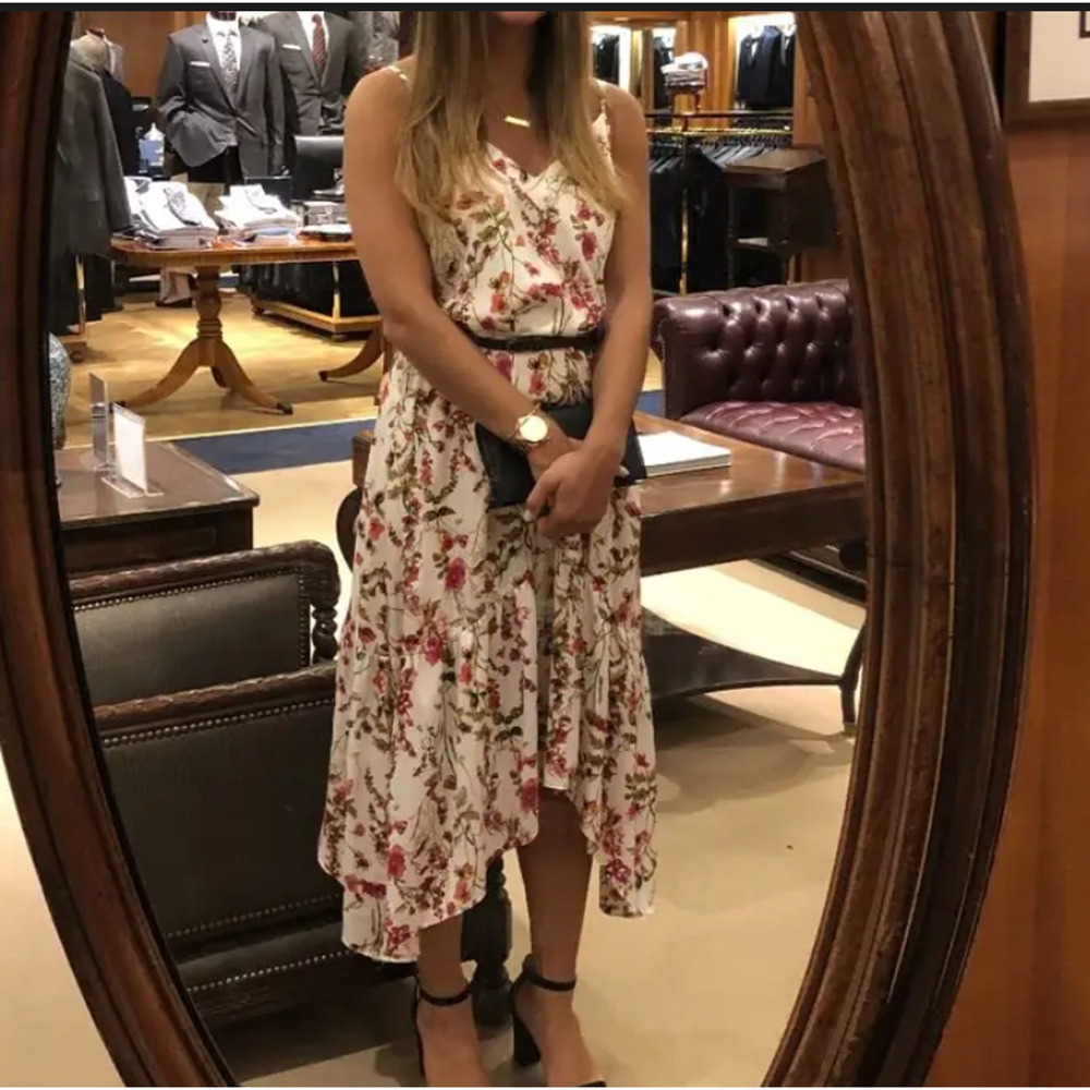 Great Jones White Floral Midi Slip Dress XXL Vacation Cottage Party Satin $300 - Picture 6 of 10